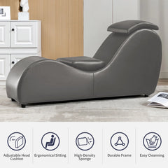 MUZZ Yoga Chair, Curved Yoga Chaise Lounge for Adults Stretching Exercising Relaxing, Chaise Lounge Chair with Adjustable Mats for Living Room Apartment Indoor(Dark Grey)