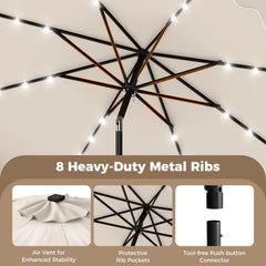Tangkula 10 FT Outdoor Patio Umbrella with Solar LED Lights and Weighted Base-Beige