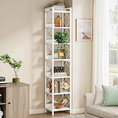 Tribesigns 78.7 in Tall Narrow Bookshelf, Freestanding 7 - Tier Bookcase, Skinny Corner Storage Organizer for Home Office