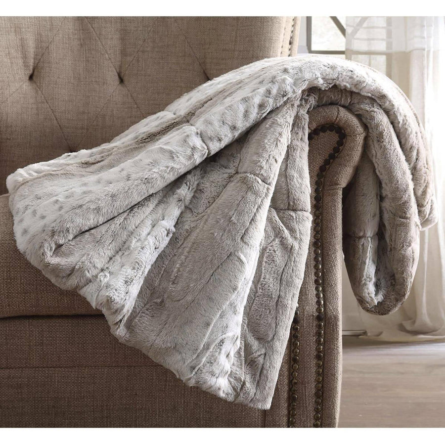 Snow Leopard Fur Filled Throw by Christian Siriano Neutral