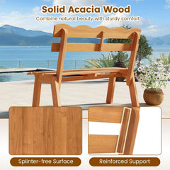 Tangkula 2 Person Patio Garden Bench with Waved Backrest and Slatted Seat