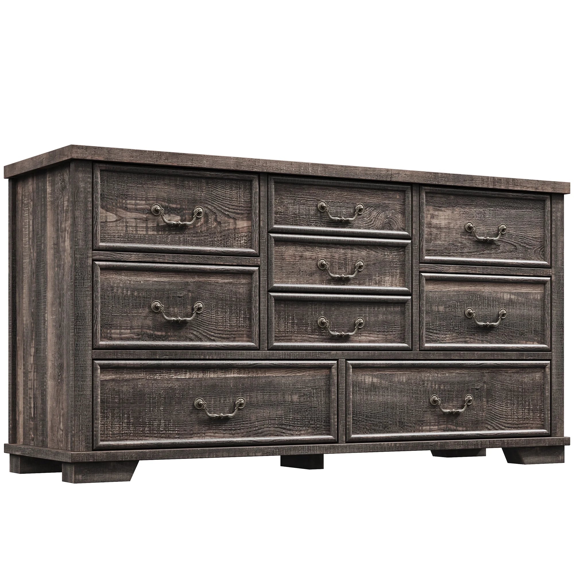 Enhomee Wood Dressers for Bedroom with 9 Drawers White Dresser Chest of Drawers for Living Room