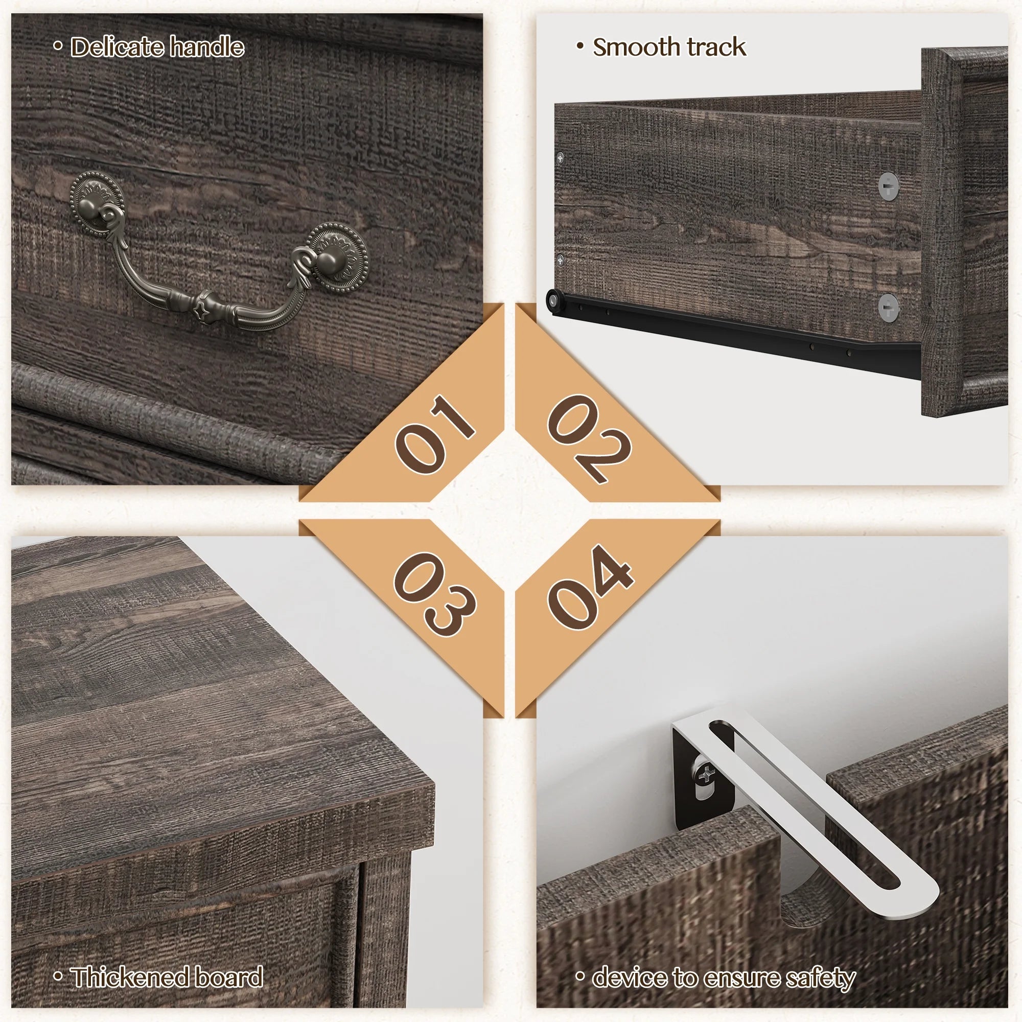 Enhomee Wood Dressers for Bedroom with 9 Drawers White Dresser Chest of Drawers for Living Room