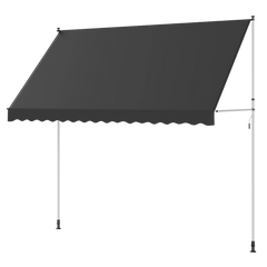 AECOJOY Manual Retractable Awning, 118" Non-Screw Outdoor Patio Awning, Dark Grey