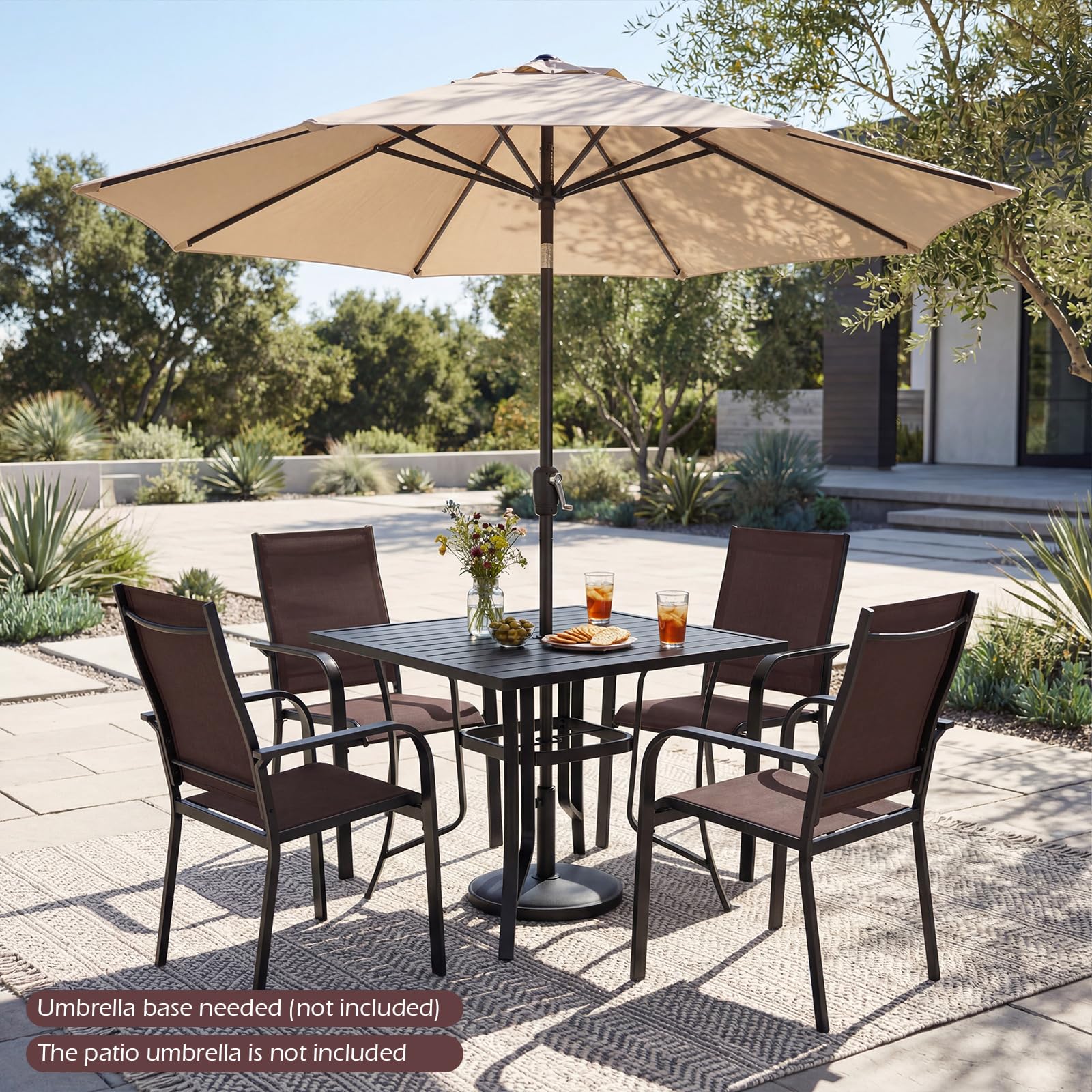 Tangkula 5 Pieces Patio Dining Set for 4 with Umbrella Hole