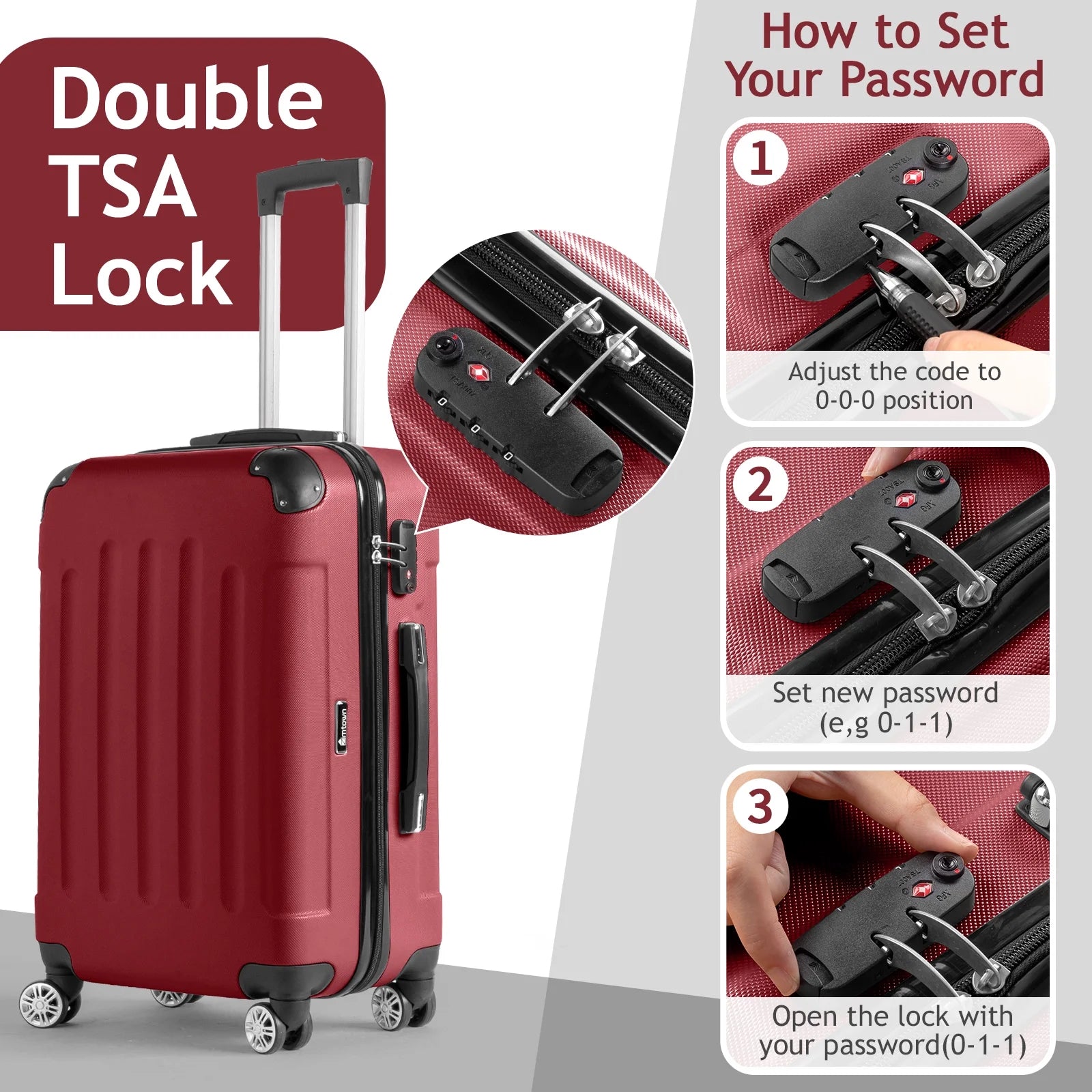 Zimtown Luggage 3 Piece Set Suitcase ABS Hardside Lightweight with TSA Lock Spinner Wheels, Beige