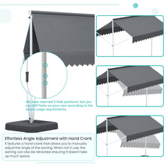 AECOJOY Free Standing Retractable Awning, 13'x10' Dual Side Patio Awnings Outdoor Manual Sun Shade Shelter, Dark Grey