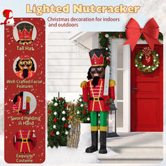 Tangkula 5 FT Lighted Christmas Nutcracker with Glitter Sword