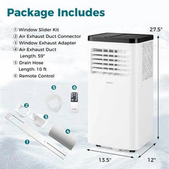 8000 BTU Portable Air Conditioner, 3-in-1 AC Unit, Fan & Dehumidifier with Sleep Mode, 24H Timer & Window Kit for Rooms up to 350 Sq. Ft