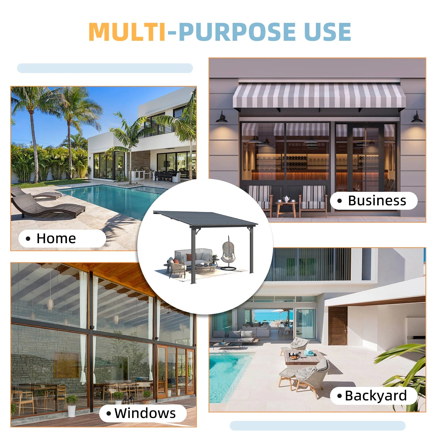 AECOJOY 10x10 Outdoor Hardtop Gazebo Adjustable Height (6.5-9.8Ft) Pergola for Patio