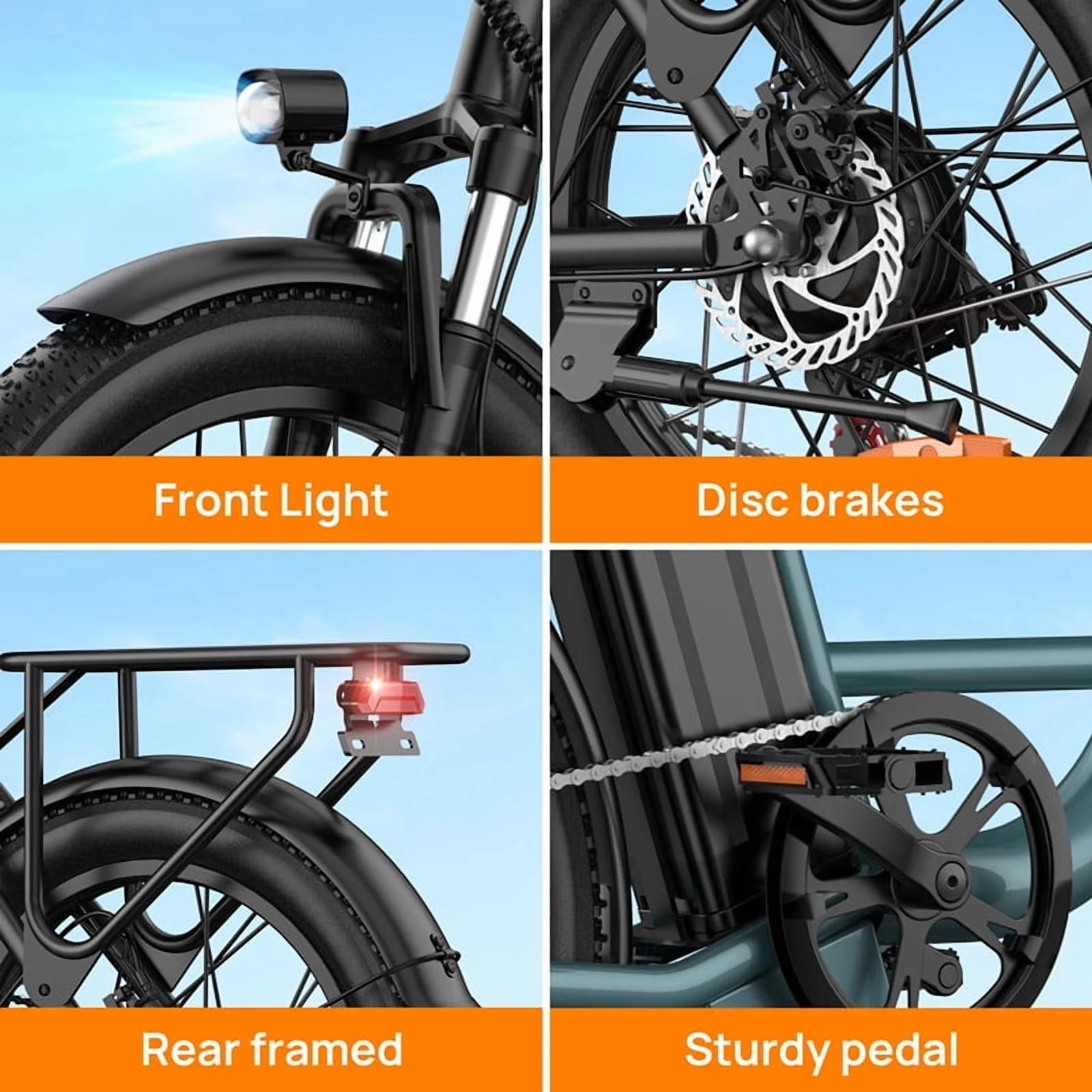 Electric Bike for Adults, 745W Peak Motor Ebike, 48V 13ah Removable Battery, 20MPH, 80 Miles Max, 20" Fat Tire Electric Bicycle with Colorful Display, All - Terrain E - Bike for Adults and Teens