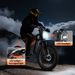 Electric Dirt Bike for Adults, 60V 35ah, 3000W 45 MPH & 37 - 68 Miles Electric Motorcycle, 25'' Fat Tire Off - Road Mountain Bike UL2849
