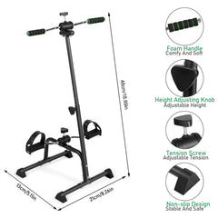 Mwptoo Elderly Exercise Bike, Pedal Exerciser Bike, Hand Arm Leg Knee Peddler, Adjustable Fitness Equipment for Seniors, Elderly Home Pedal Exercise Bike for Total Body