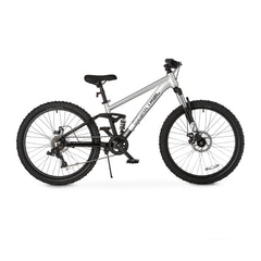24" Ozark Trail FS.1 Epictrail Full Suspension Mountain Bike, for Teens and Adults, Heights Between 4'6" - 5'6", Silver