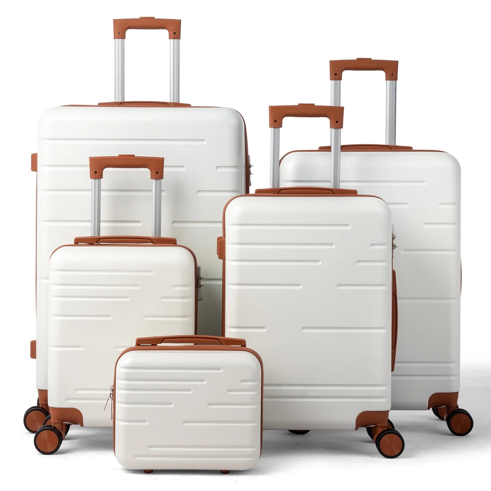 Zimtown Luggage 3 Piece Set Suitcase ABS Hardside Lightweight with TSA Lock Spinner Wheels, Beige