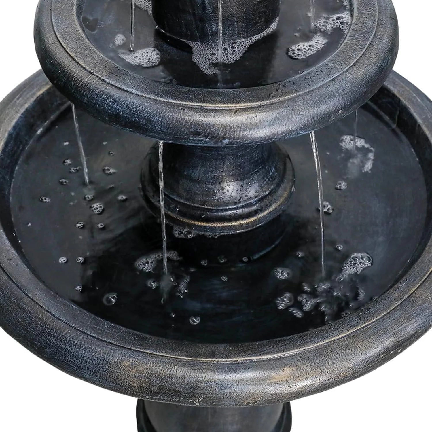 48�?h Outdoor Floor Water Fountain, 3 - Tiers Concrete Water Fountain with Submersible Electric Pump - Garden Cascading Waterfall for Yard Patio Lawn Home Decor