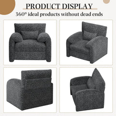 AECOJOY Oversized Armchair, Chenille Mid Century Accent Chair, Comfy Upholstered Single Sofa, Extra Wide Reading Chairs