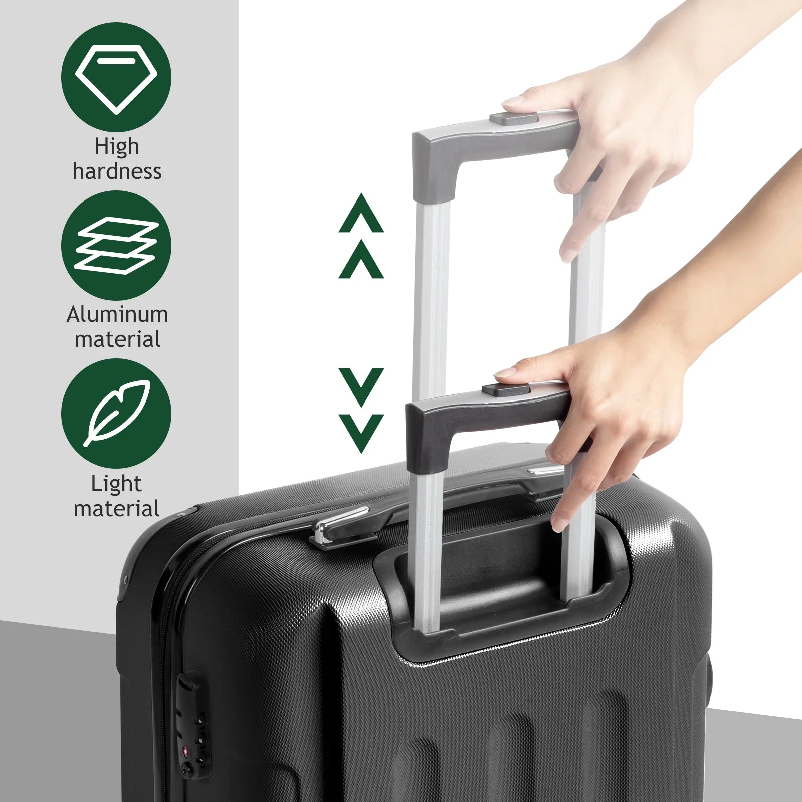 Zimtown Luggage 3 Piece Set Suitcase ABS Hardside Lightweight with TSA Lock Spinner Wheels, Beige
