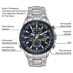 Citizen Men'S Eco Drive Blue Angels World Chronograph AT Watch AT8020, 54 L
