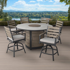 Agio Nicolet 7 - Piece Fire Outdoor Patio High Dining Set