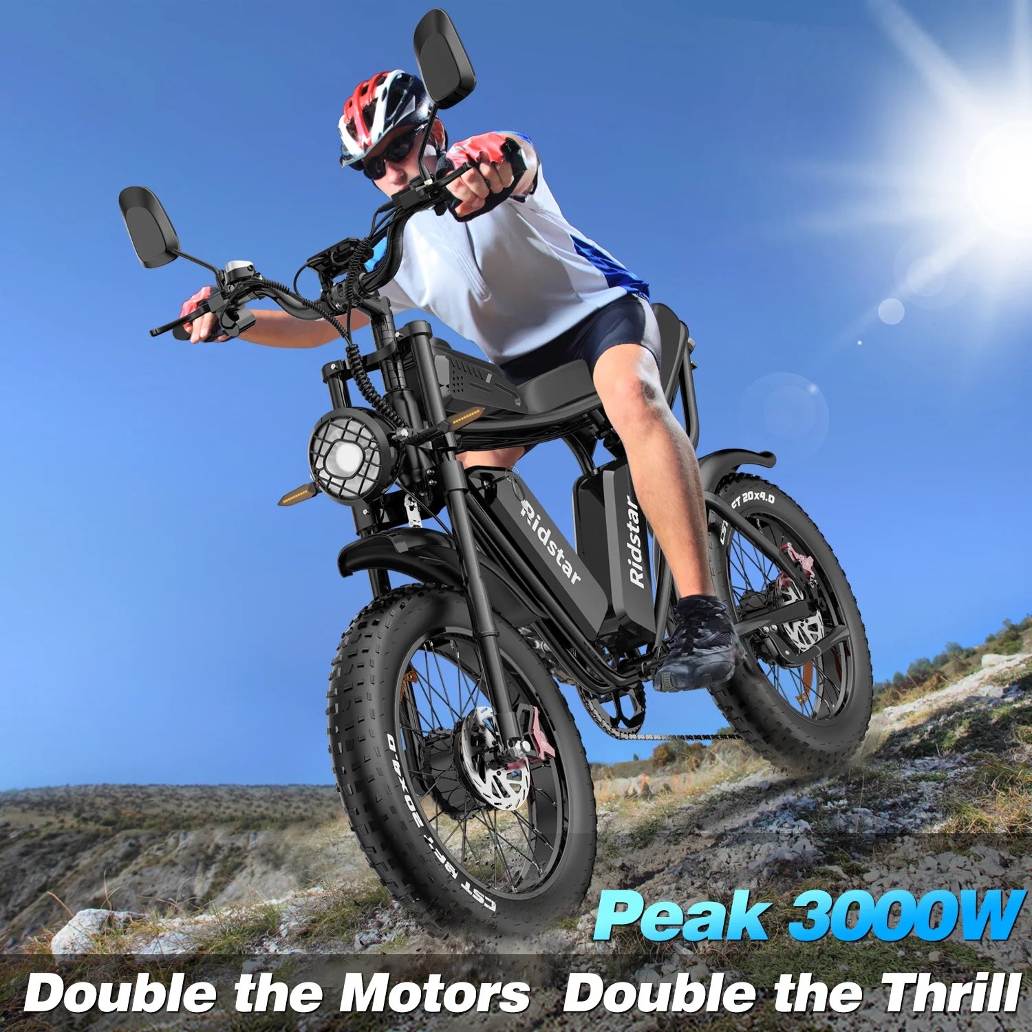 1500W MTB Electric Bicycle 48V 20ah Removable Battery E - Bike，electric Bike for Adults 20" Fat Tire Electric Motorcycle, Shimano 7 Speed Full Suspension Mountain Bike UL2849