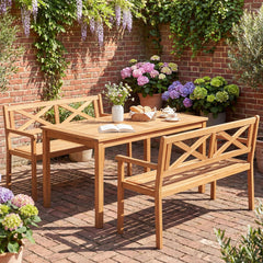 Tangkula Acacia Wood Outdoor Loveseat Bench 2-Person Patio Garden Bench