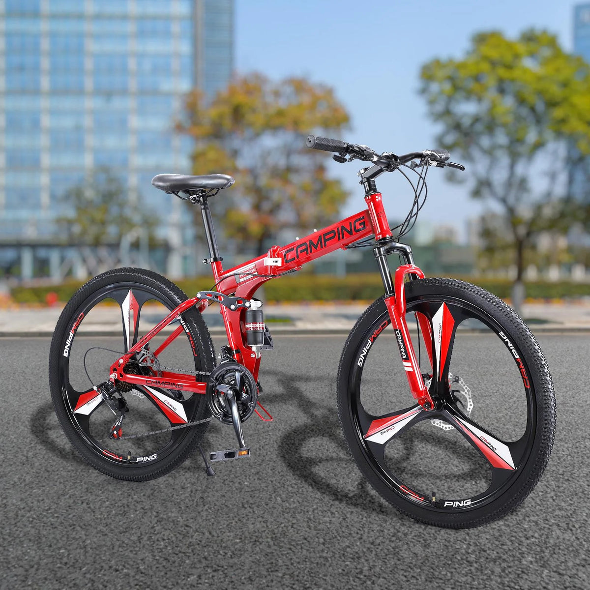 Zimtown 26" Folding Mountain Bike, Shimano 21 Speed MTB Bicycle for Adults, Black
