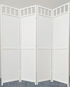 Legacy Decor Solid Wood 4 Panel Room Divider, 70" Tall, Black Finish, Freestanding