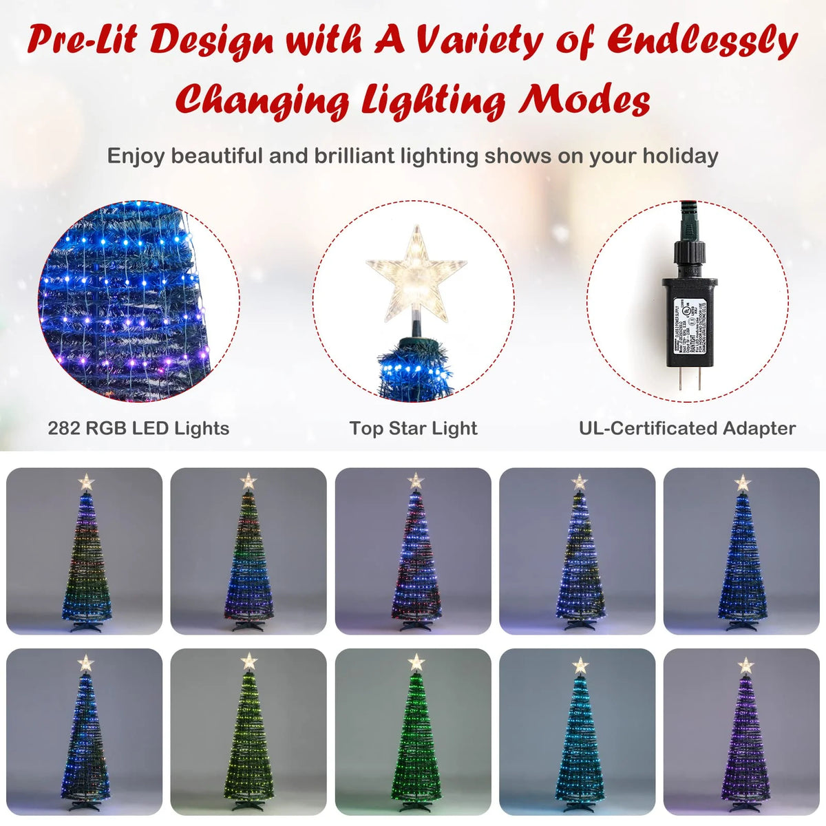 Tangkula 6.2FT Pop-Up  Christmas Tree with 282 LED Lights