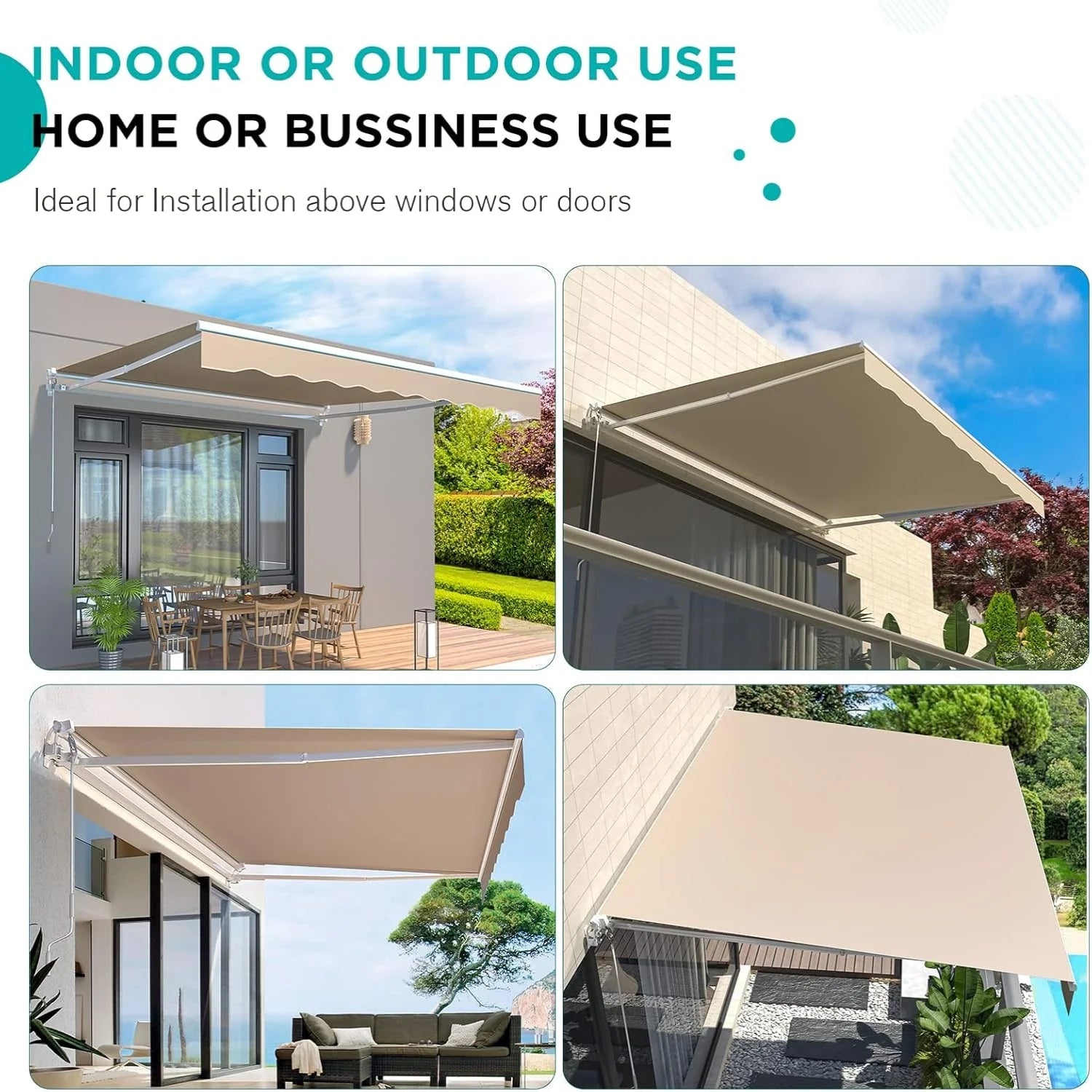 AECOJOY 13'×8' Manual Retractable Awning Sun Shade, Patio Awning Canopy
