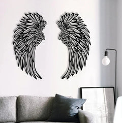 Luxury Angel Wings Metal Wall Art with Soft LED Light – Elegant Home Wall Decor