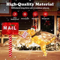 Tangkula 5.5 FT Christmas Lighted Mailbox & Dog, Xmas Decoration with 120 Warm White LED Lights