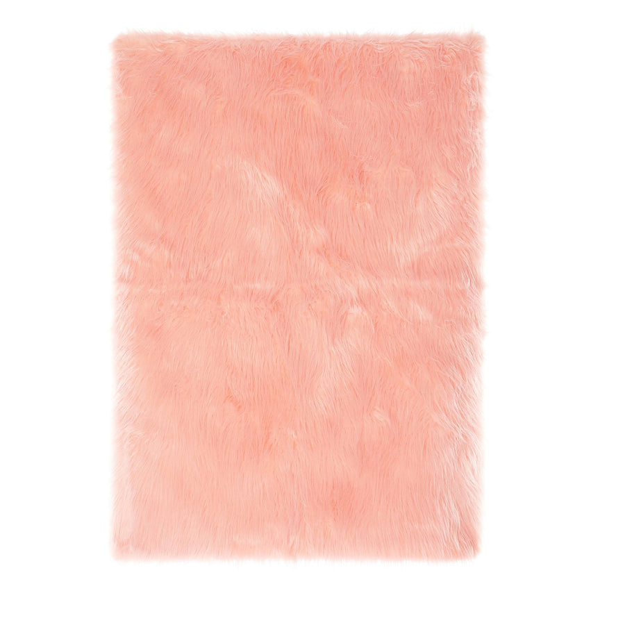 Mainstays Faux Fur Rug Non-Skid Fluffy Floor Rug - Blush - 30X46 in