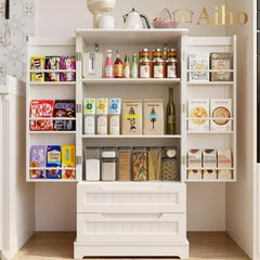 Aiho Storage Cabinet with 2 Doors & 2 Drawer, Pantry Cabinet for Kitchen, Studio, Living Room - White