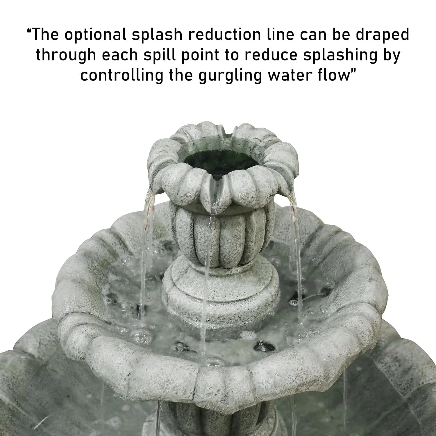 48�?h Outdoor Floor Water Fountain, 3 - Tiers Concrete Water Fountain with Submersible Electric Pump - Garden Cascading Waterfall for Yard Patio Lawn Home Decor