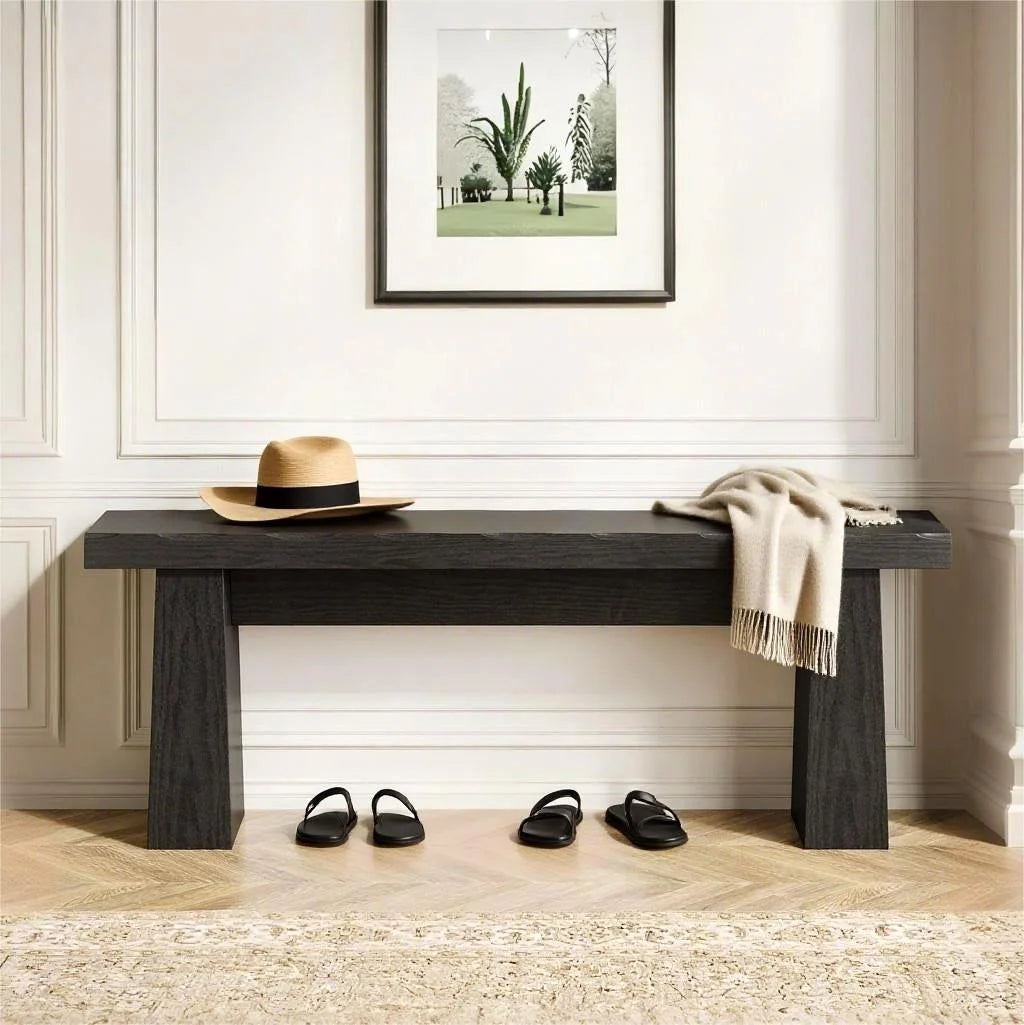 Fnova 48" Wooden Two - Person Backless Entryway Bench with Under - Bench Storage for Outdoor Garden, Living Room, Bedroom, Dining Room, Hallway