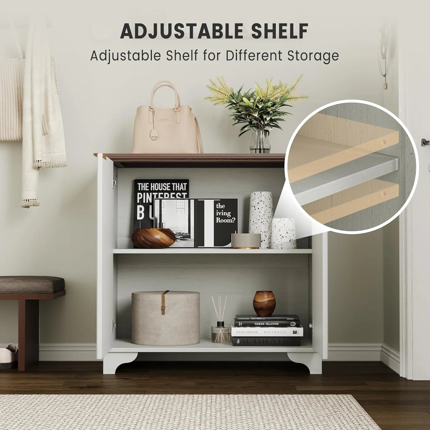 Perfect Deals Await Modern Farmhouse Coffee Bar Cabinet �?kitchen Storage Cabinet with Fluted Doors, Sideboard Buffet with Adjustable Shelves for Kitchen, Dining Room, and Living Room, White