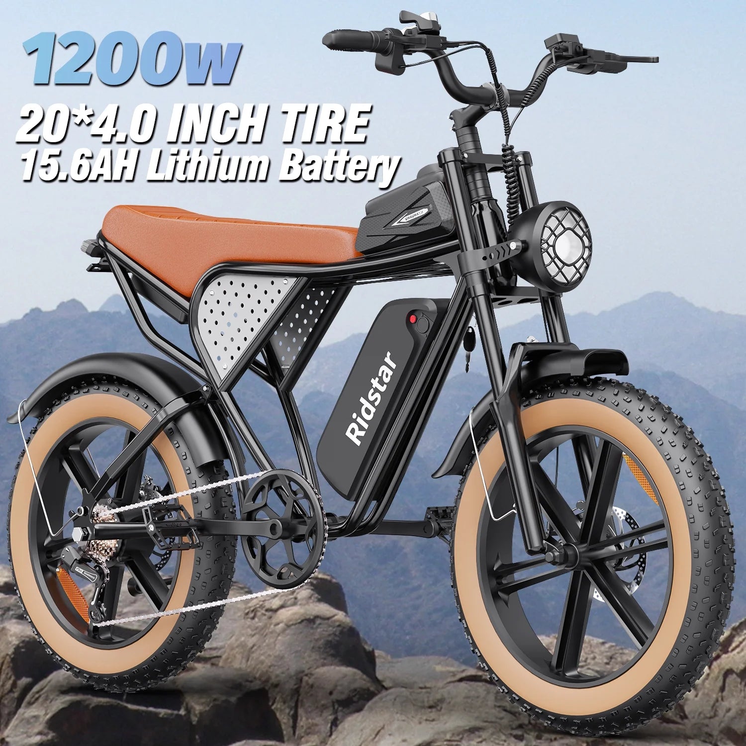 1500W MTB Electric Bicycle 48V 20ah Removable Battery E - Bike，electric Bike for Adults 20" Fat Tire Electric Motorcycle, Shimano 7 Speed Full Suspension Mountain Bike UL2849