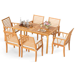 Tangkula Outdoor Table and Cushioned Chairs Set with 1.97” Umbrella Hole