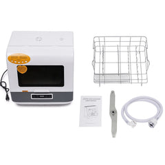 110V 800W Countertop Dishwasher - Stainless Steel, 3 Wash Modes + Fruit Wash, Touch Control, Space - Saving, Ideal for Small Kitchens & Rvs