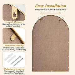 Tangkula 35" x 23" Gold Arched Wall Mirror (Arched)