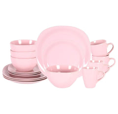 Stoneware Square 16pc Dinnerware Set, Matte Rosé