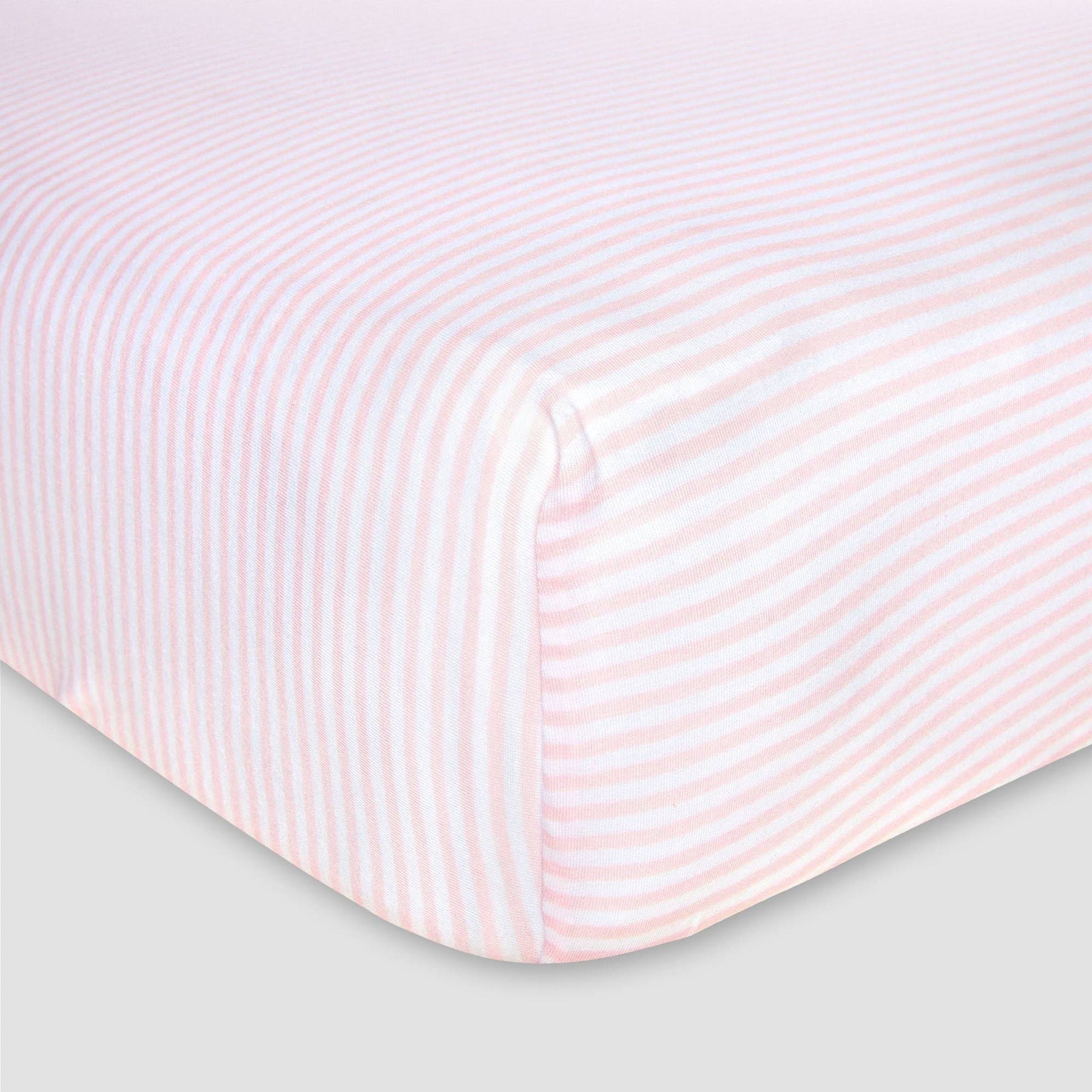 Burt's Bees Baby Bee Essentials Stripe Organic Cotton Fitted Crib Sheet in Blossom