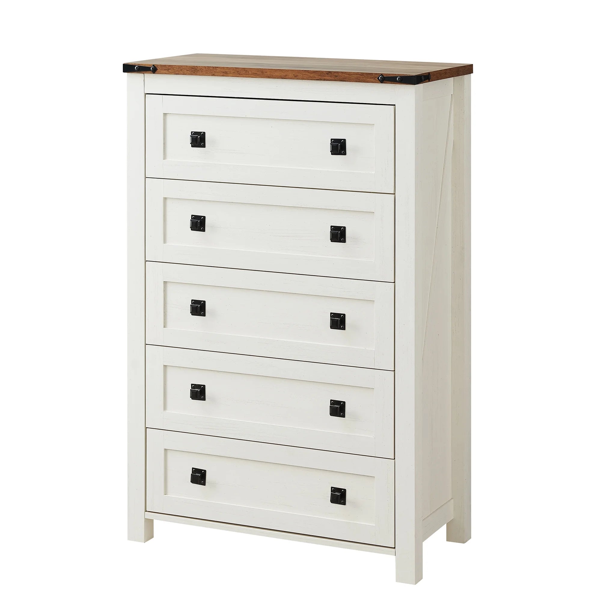 Keywhat Farmhouse 5 Drawer Dresser for Bedroom, Chest of Drawers Wood Organizer for Living Room, Antique White