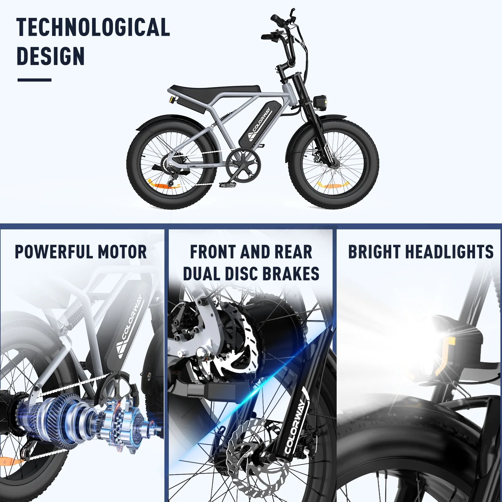 COLORWAY 750W 20"x4.0 Fat Tire Electric Bike, 48V 15ah Battery, Off - Road E - Bike for Adults, UL2849 Certified