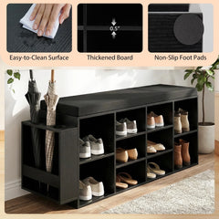 Tangkula Shoe Storage Bench with Umbrella Stand 10-Cubby Entryway Shoe Rack Organizer