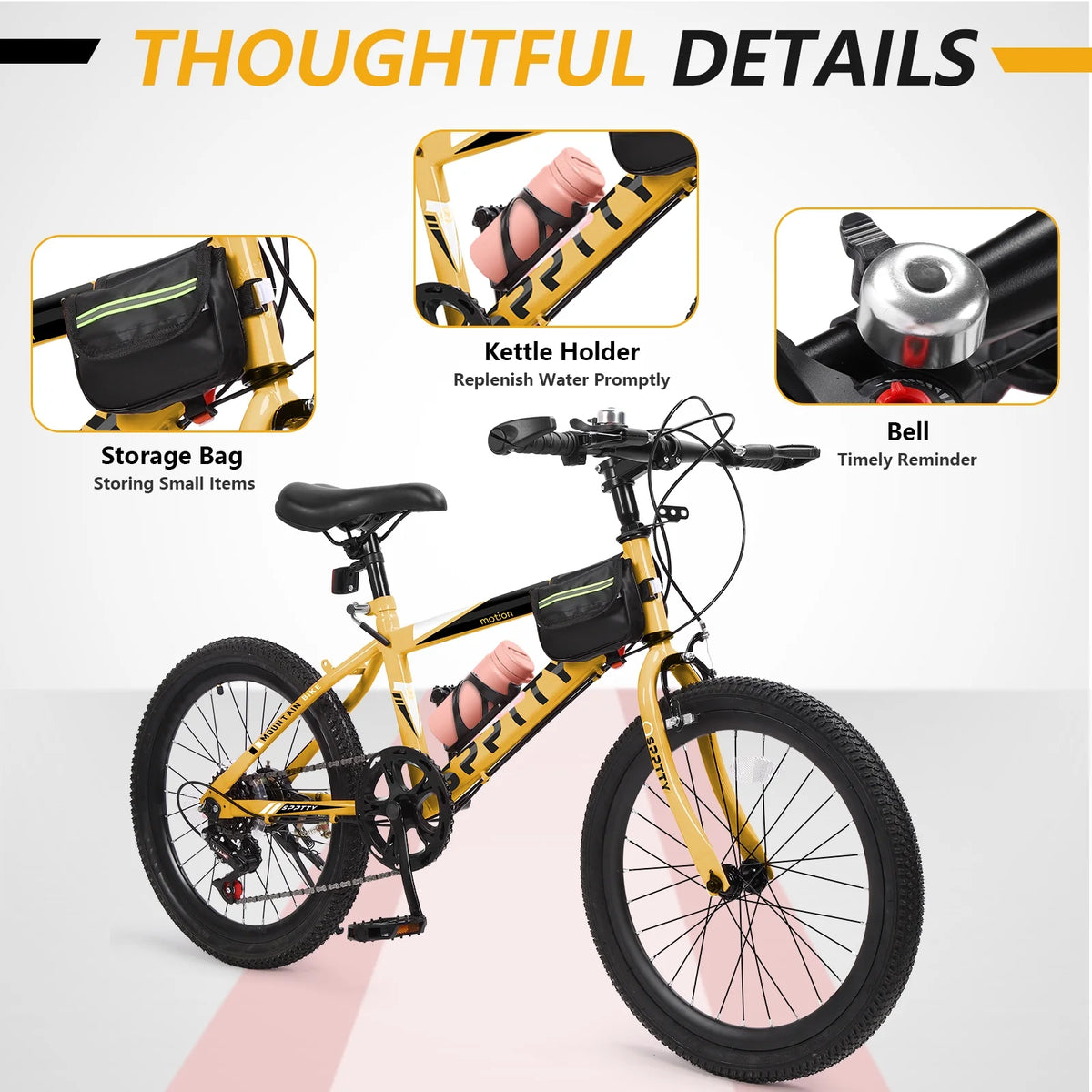 SPPTTY 20 - 24 in Bike, 6 - Speed Mountain Bike for Men Women Boys Girls, Comfort Saddle, Blue