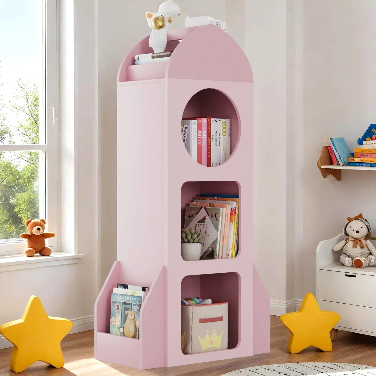 Pirecart Kids Bookshelf 3 - Tier Wooden Kids Bookcase with Toy Storage for Bedroom, Playroom, Nursery, Blue