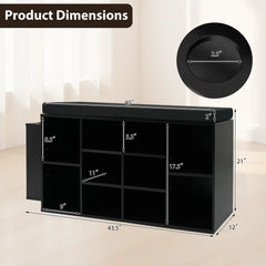 Tangkula Shoe Storage Bench with Umbrella Stand 10-Cubby Entryway Shoe Rack Organizer