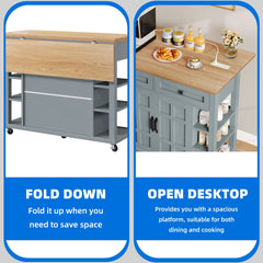 Uforic Kitchen Island Cart with Power Outlets, Kitchen Storage Trolley Cart with Storage Shelves & Drawers, Off - White